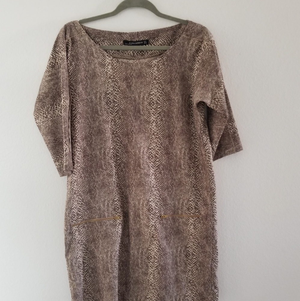 Zara snake design boxy knee length dress size S